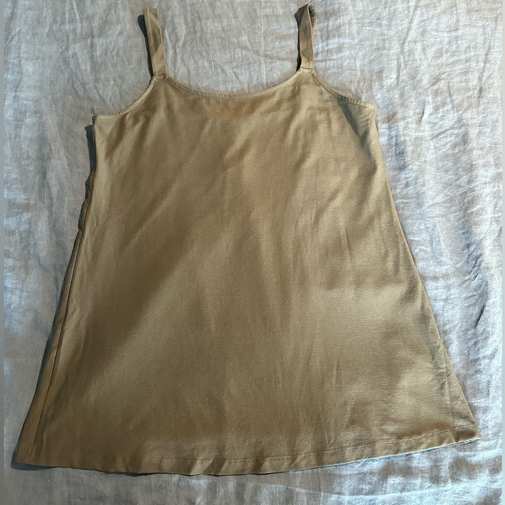 Eileen Fisher Scoop Neck Long Tank lightweight Washable Stretch Crepe size Large - Picture 3 of 11